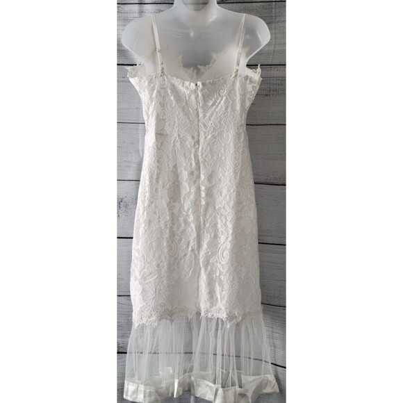 Lace Mesh Sheer V Neck Spaghetti Strap Midi Dress Sz L - Picture 4 of 10